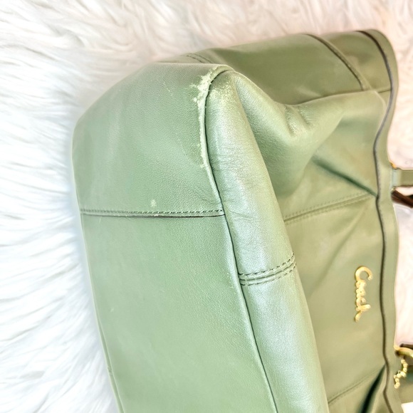 Coach East West Green Leather Tote Shoulder Bag - Picture 6 of 13